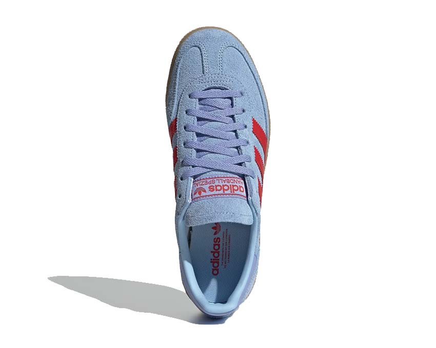 Adidas Handball Spezial Glow Blue — vue dessus lacets contrastants