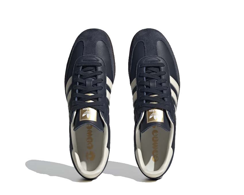 Adidas Samba OG Night Navy Detail — dunkelblaues Wildleder Overlay