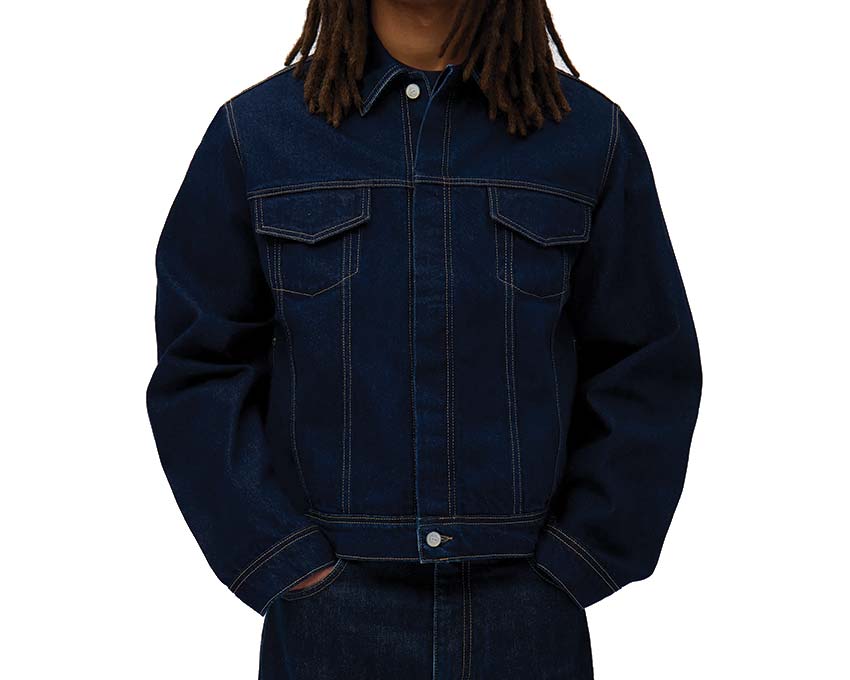 Arte Bird Back Jacket Dark Wash detalle — motivo pájaro bordado espalda