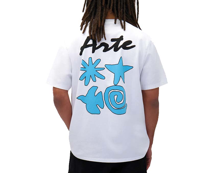 Arte Elements Print T-shirt White vue latérale — détail motif éléments