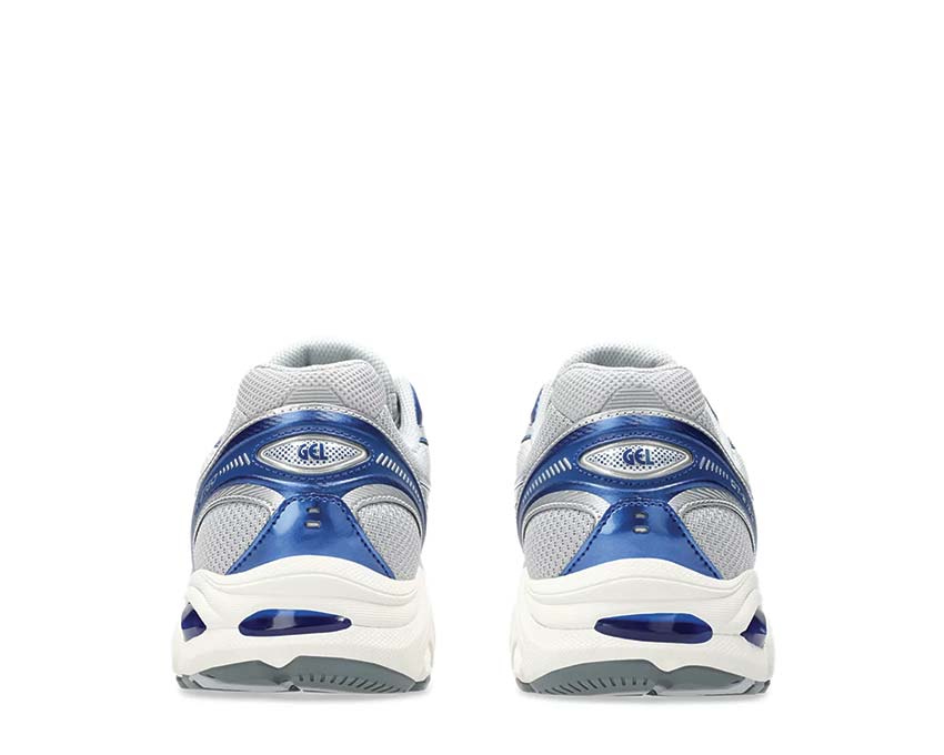 Asics GT-2160 Piedmont Grey/Deep Marine dettaglio — mesh e scamosciato vintage