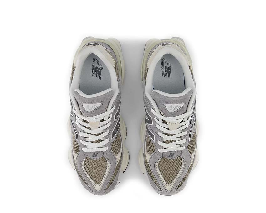 New Balance 9060 Slate Grey/Arid Stone/Timberwolf Detail — Nubuk- und Mesh-Einsätze