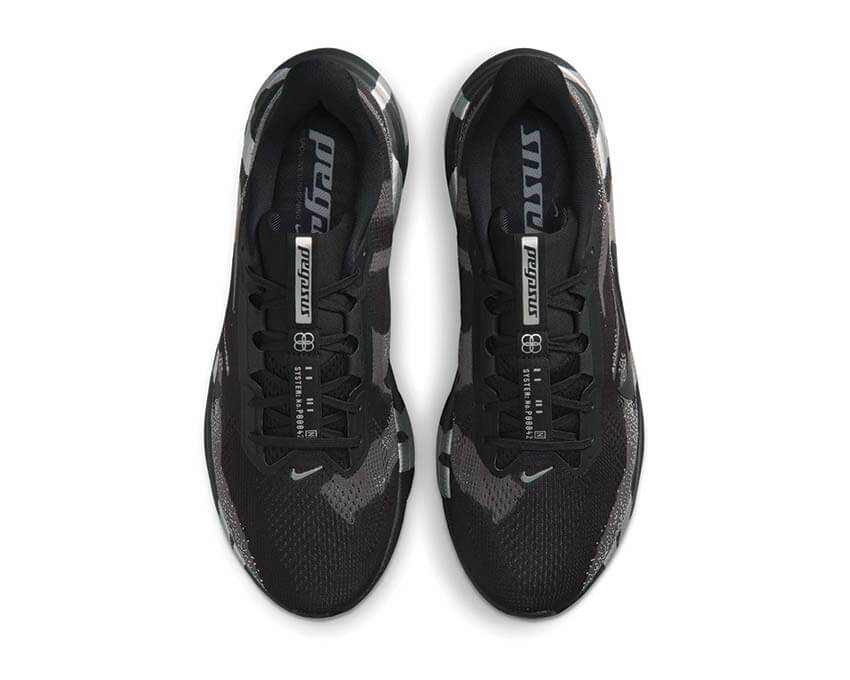 Nike Pegasus 42 DSRPT vue dessus — running lifestyle homme noir noirfonce.eu