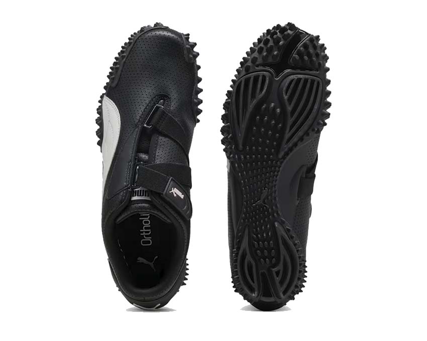 Puma Mostro Perf Black detalle — micro-perforaciones en cuero