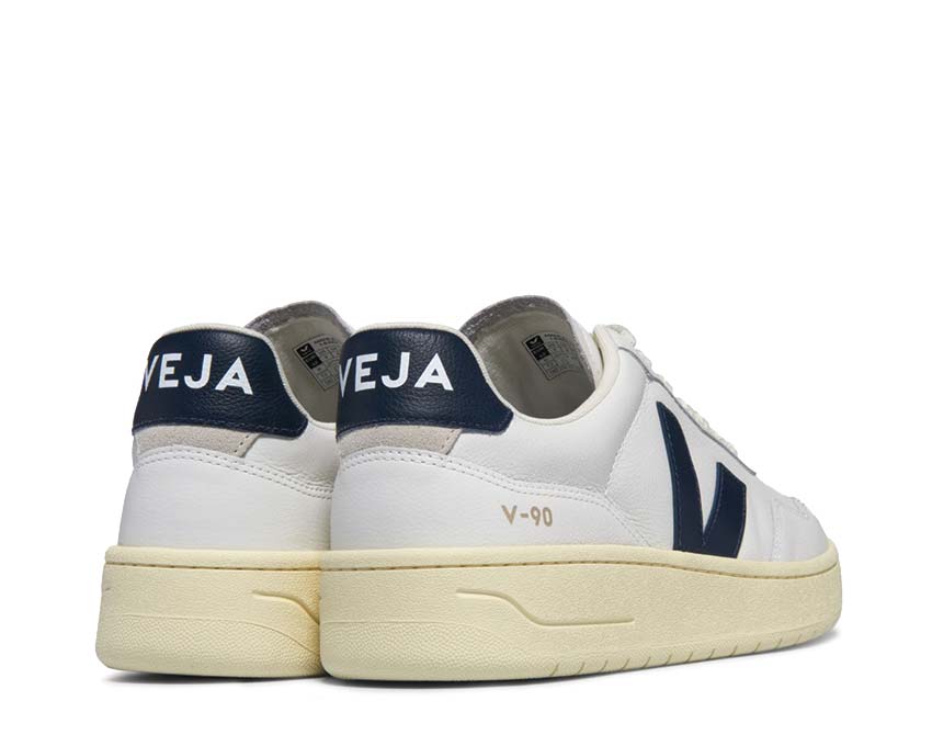 Veja V-90 OT Leather Extra White Nautico semelle — semelle oversize caoutchouc