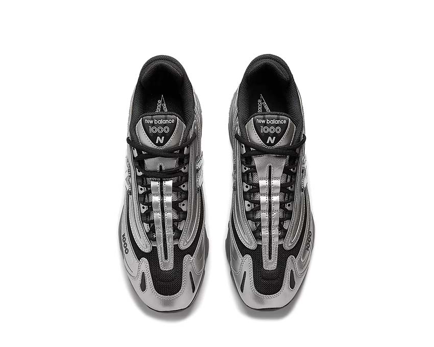 New Balance 1000 Metallic Silver detail — silver material and technical mesh