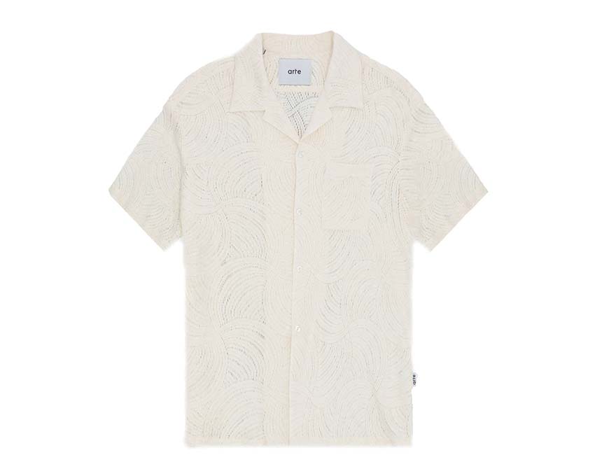 Arte Stan Croche Shirt Cream — Unisex-Hemd Häkelstoff strukturiert