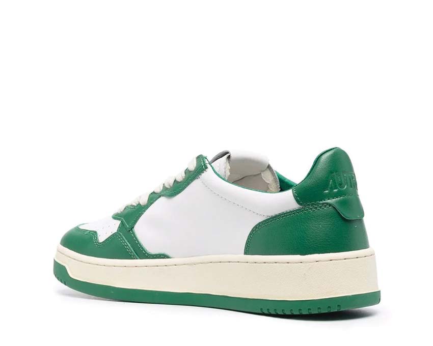 Autry Medalist Low White/Green semelle — semelle gomme crantée légère
