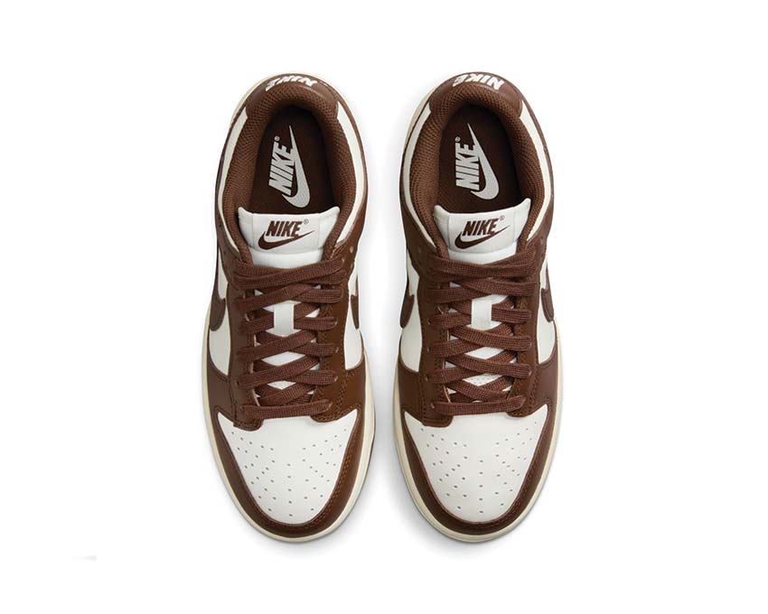 Nike Dunk Low W Cacao detalle — cuero bicolor Sail Cacao Wow