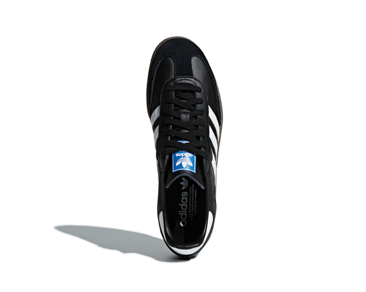 Adidas Samba OG Core Black detalle — cuero premium y emblema Samba