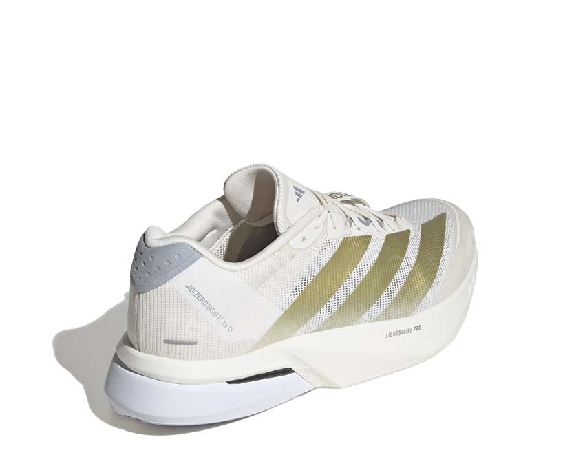 Adidas Adizero Boston 13 Gold Metallic dettaglio — finitura metallizzata oro