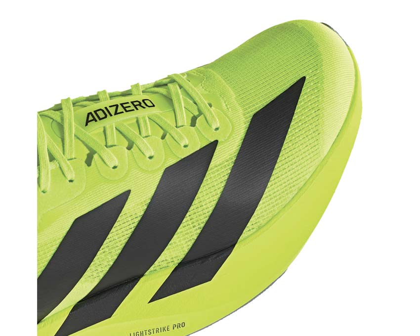 Adidas Adizero Evo SL Lucid Lemon vista laterale — mesh ultrasottile
