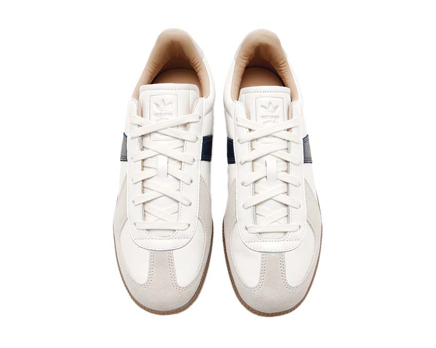 Adidas BW Army Core White detail — embroidery and stitching artisanal leather