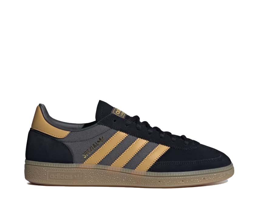 Adidas Handball Spezial Black Preloved Yellow — sneaker unisexe cuir suède handball vintage