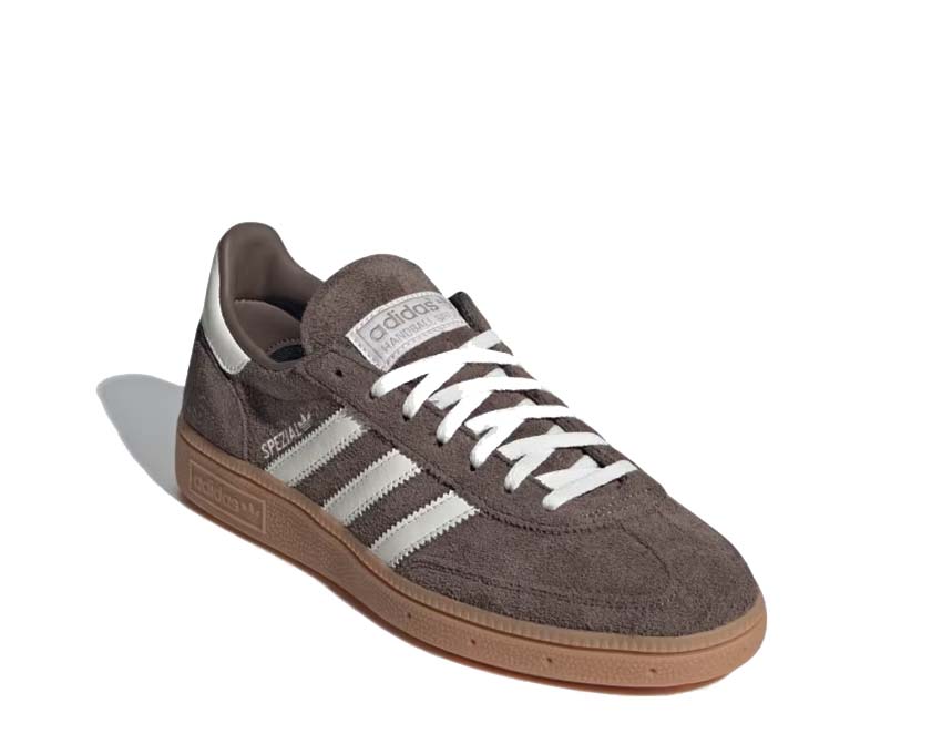 Adidas Handball Spezial W Earth Strata Seitenansicht — 3 Streifen Wildleder niedriges Profil