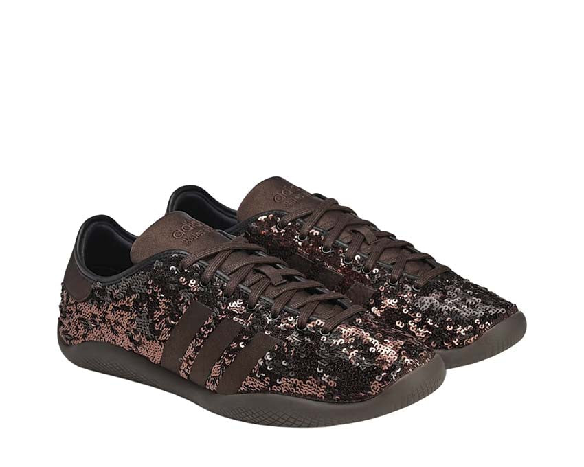 Adidas Karintha x Wales Bonner Sequin Dark Brown vue latérale — tige sequins brun