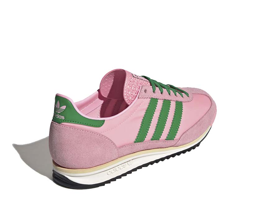 Adidas SL 72 OG W Glow Pink détail — empiècements cuir et suède