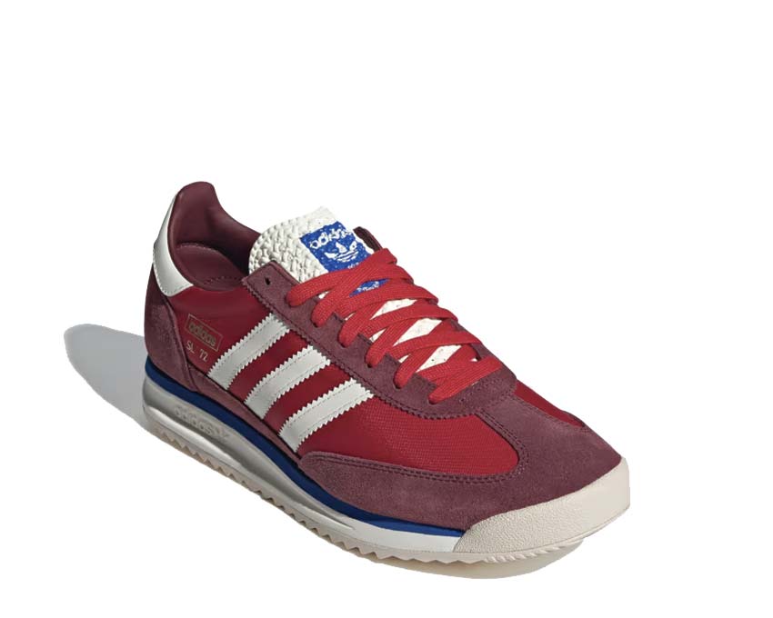 Adidas SL 72 RS Shadow Red Off White vista laterale — profilo pelle e scamosciato