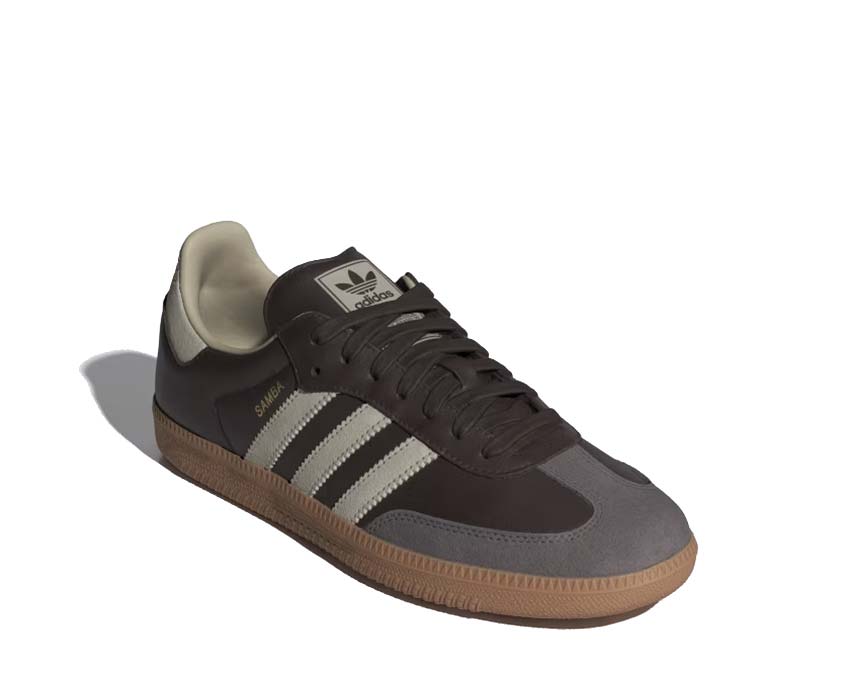 Adidas Samba OG Brown vue latérale — silhouette basse T-toe et trois bandes