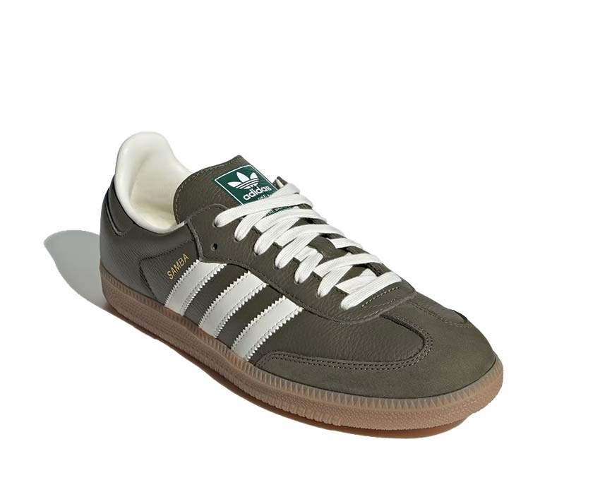 Adidas Samba OG Dark Khaki Sohle — flache Signature-Gummisohle