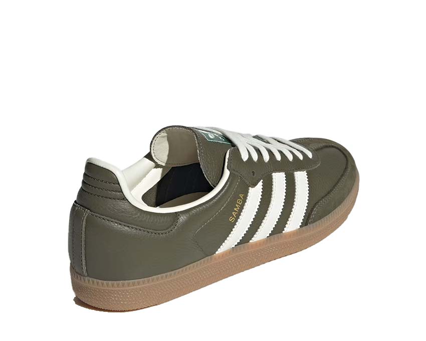Adidas Samba OG Dark Khaki Detail — Ziernähte Premium-Leder