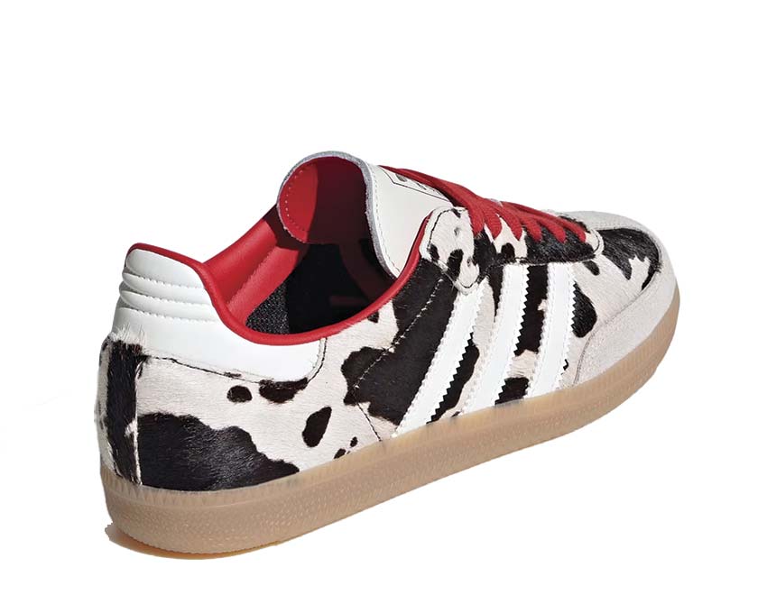 Adidas Samba OG W Cow Cloud White Detail — Lederobermaterial Animal Print