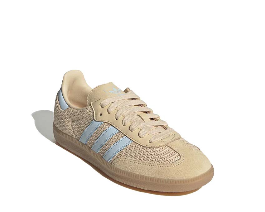 Adidas Samba OG Sand Strata lateral view — iconic stripe profile