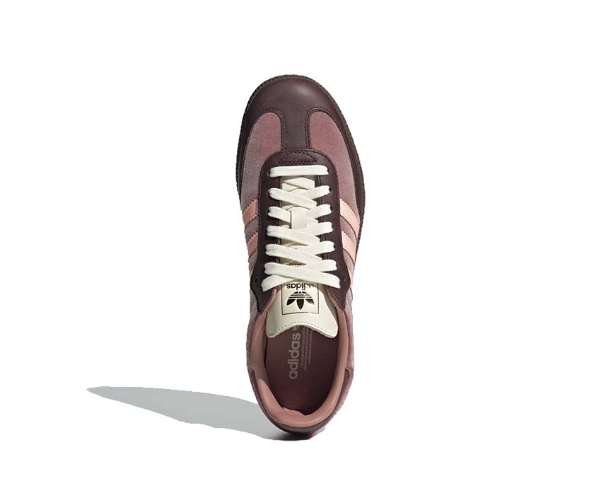 Adidas Samba OG W Warm Clay détail — empiècement cuir et suède contrasté