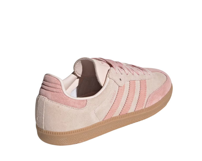 Adidas Samba OG Wonder Quartz detalle — cuero y ante en contraste