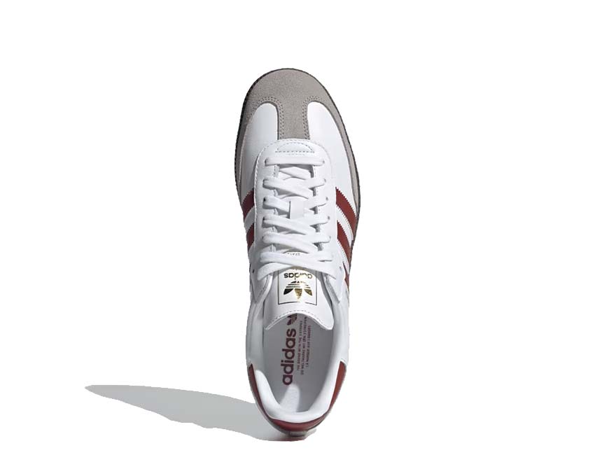 Adidas Samba OG White Preloved Ruby détail — daim ruby sur blanc
