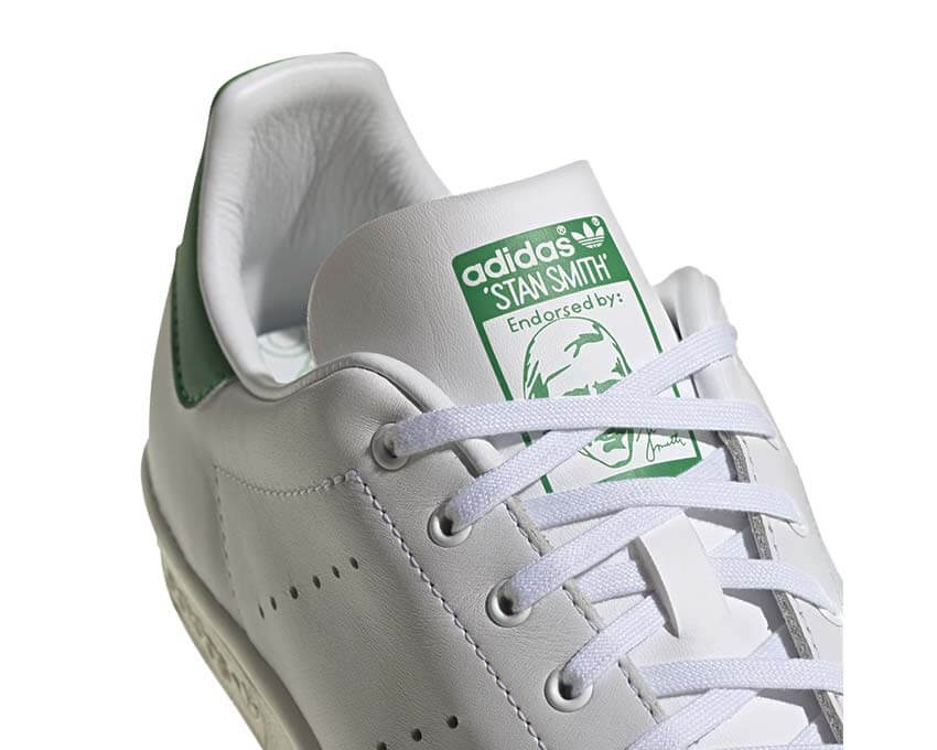 Adidas Stan Smith 80S White vista laterale — tomaia pelle bianca riquadri verdi