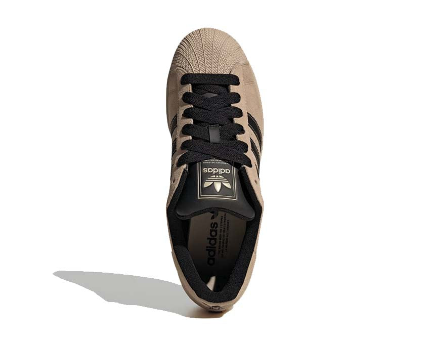 Adidas Superstar II Stone Khaki — vista trasera tres bandas