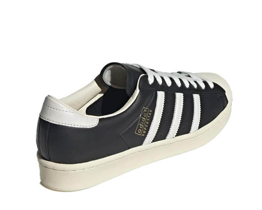 Adidas Superstar Vintage Core Black Cloud White Detail — gealtertes Vintage-Leder-Obermaterial