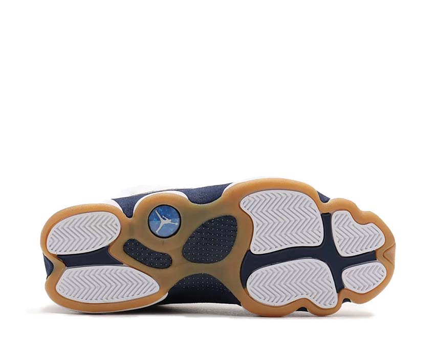 Jordan Air Jordan 13 Retro Midnight Navy Detail — Leder Schaft Midnight Navy Hologramm