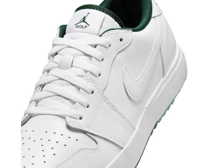 Air Jordan 1 Low G Spiked Fir vue latérale — tige cuir vert fir golf