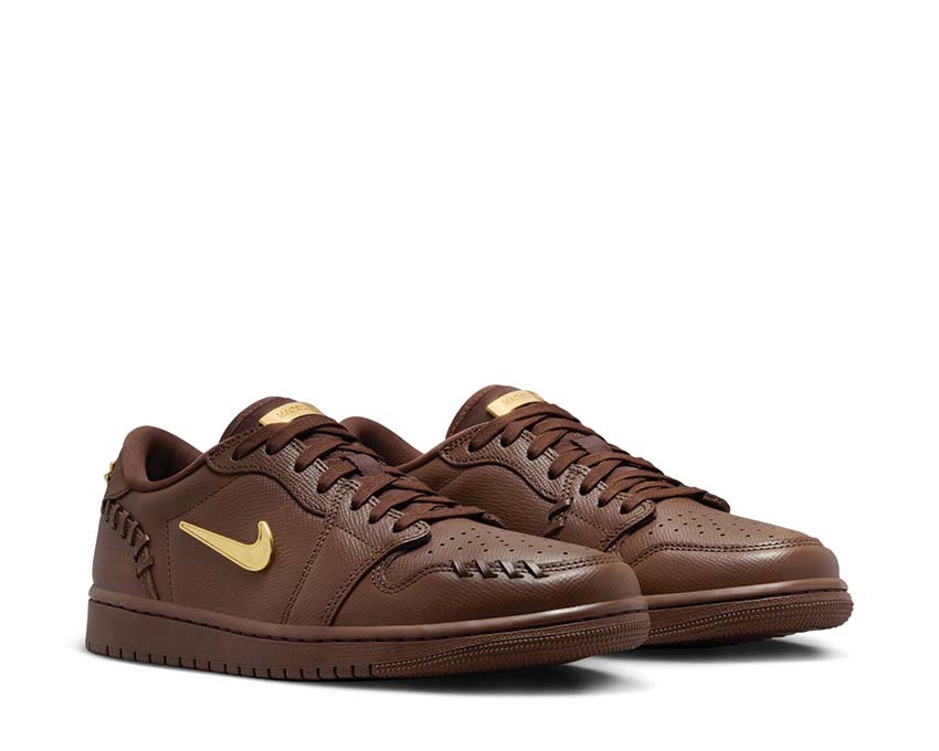 Jordan Air Jordan 1 Low Method Of Make Cacao Gold vue latérale — cuir cacao femme