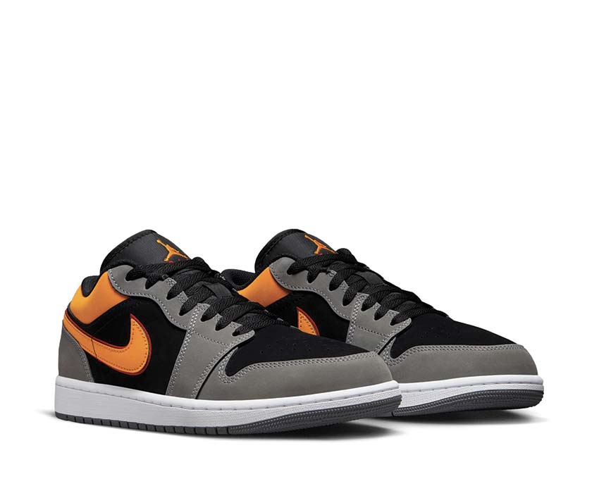 Jordan Air Jordan 1 Low SE Black Vivid Orange LT Graphite side view — leather and suede