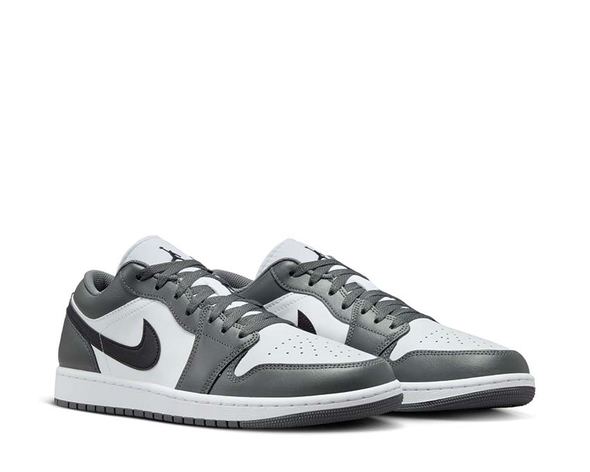 Jordan Air Jordan 1 Low Iron Grey White Black Iron Grey vista laterale — pelle liscia