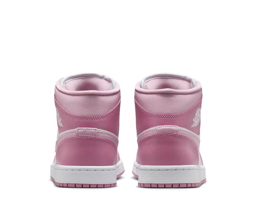 Air Jordan 1 Mid W Elemental Pink — talon swoosh Wing Logo rose femme