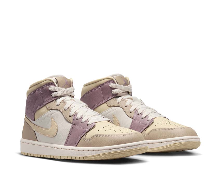 Jordan Air Jordan 1 Mid W Orewood Gold Khaki vue latérale — cuir beige femme
