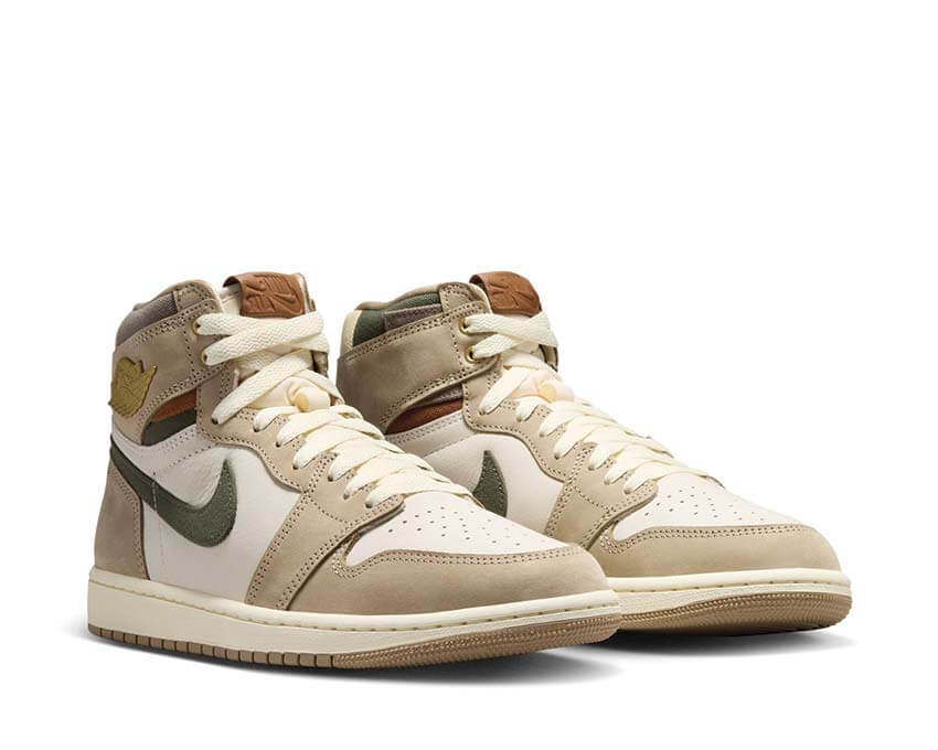 Air Jordan 1 Retro High OG W Khaki — dessus chaussure khaki blanc femme Jordan