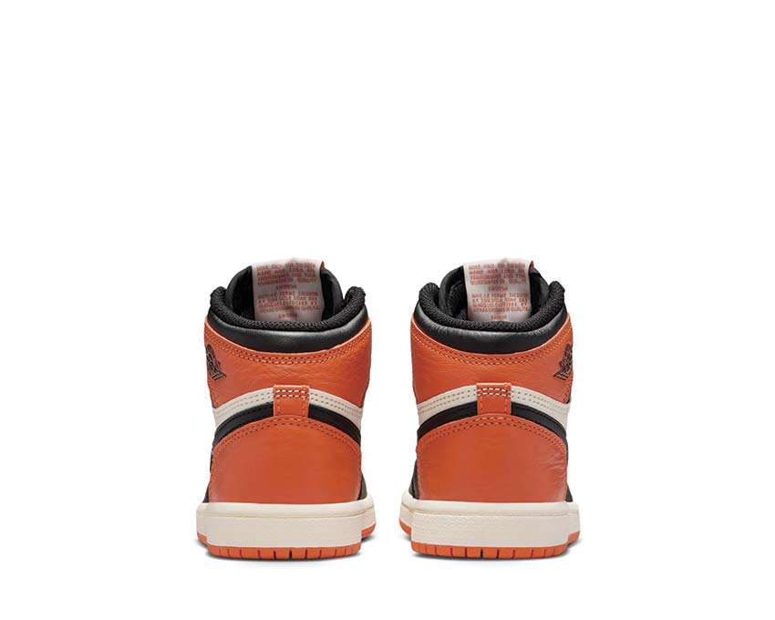 Air Jordan 1 Retro High OG PS Shattered Backboard — Ferse Wing Logo schwarz orange Kleinkind