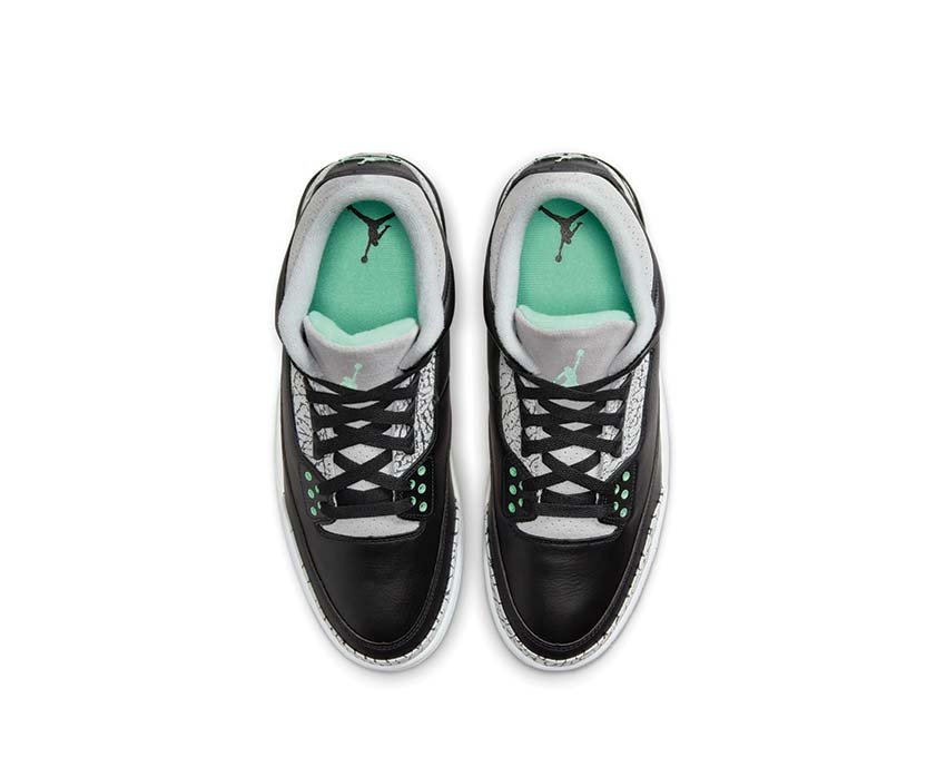 Jordan Air Jordan 3 Retro Green Glow Black Green Glow Wolf Grey White détail — tige elephant print