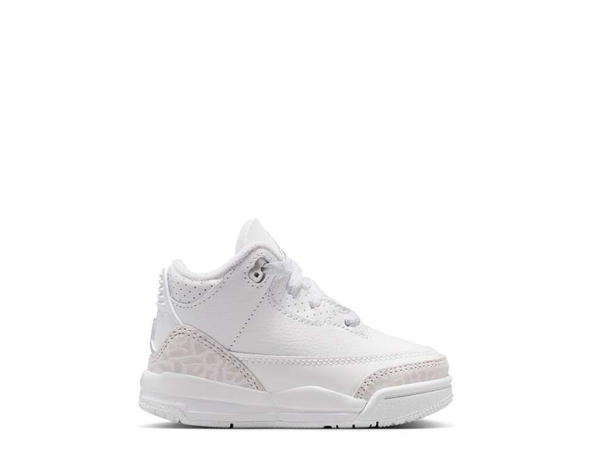 Air Jordan 3 Retro TD Pure Money — zapatillas bebé blanco plata metálico premium