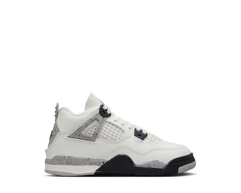 Air Jordan 4 Retro White Cement PS — zapatillas niño blanco y cemento retro