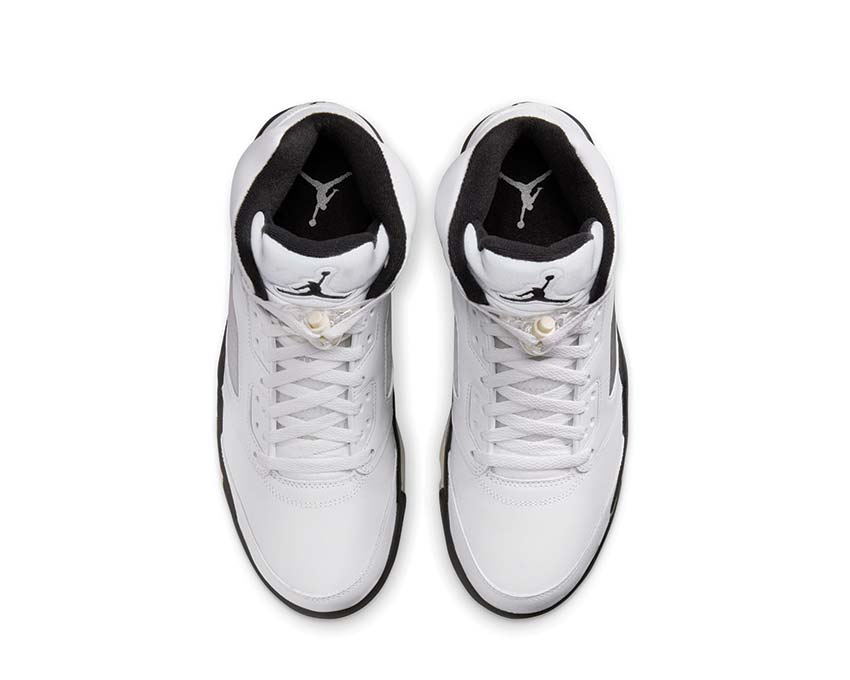 Jordan Air Jordan 5 Retro White and Black White Black Sail Metallic Silver detalle — caña mesh 3M