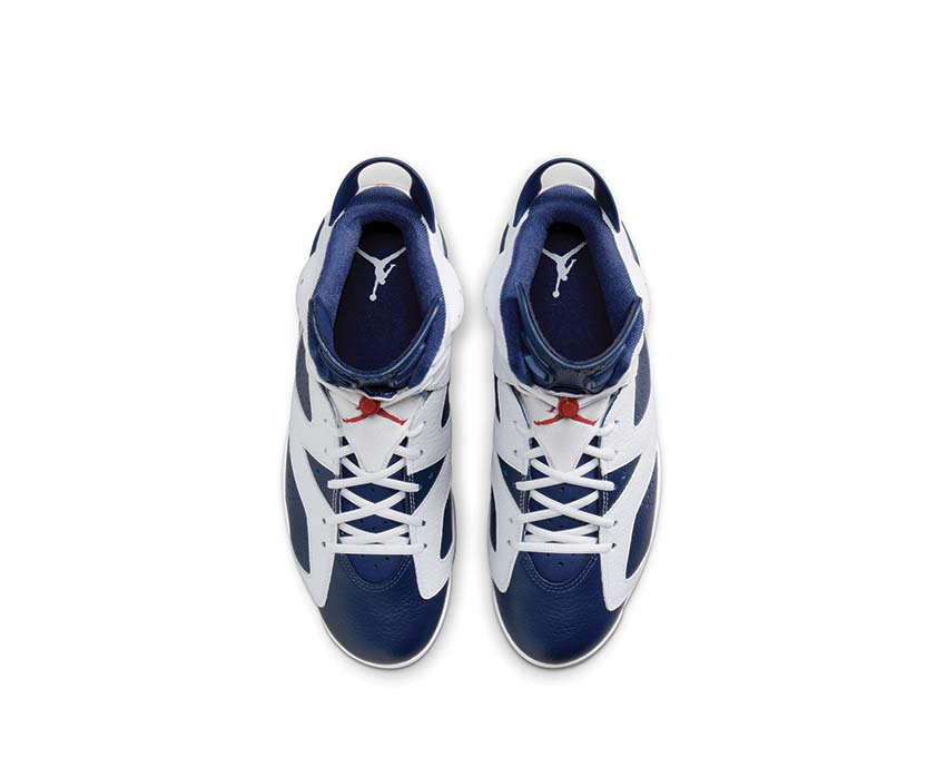 Jordan Air Jordan 6 Retro Carmine White Red Navy Detail — Leder-Schaft und Netz