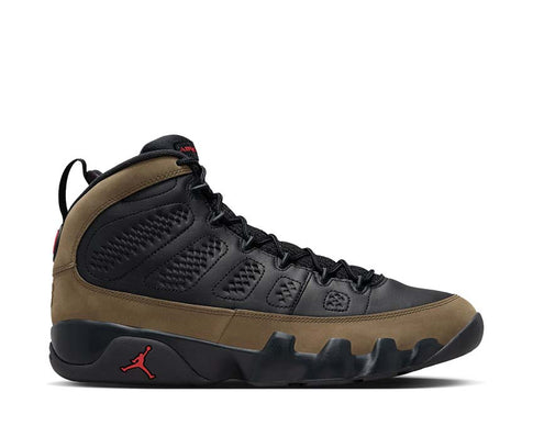 Air Jordan 9 Retro Black True Red Light Olive — sneakers basketball cuir vintage
