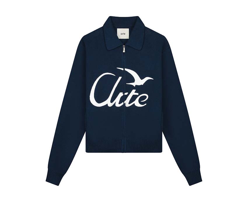 Arte Bird Logo Knit Navy — unisex knit bird logo