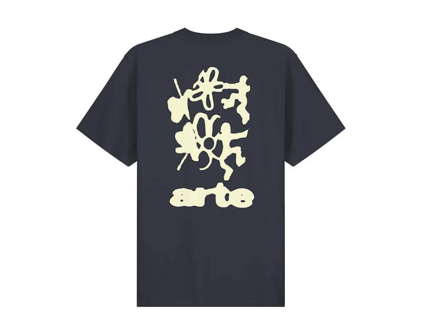 Arte Blurry Back Print Marine — Herren-T-Shirt verschwommener Rückendruck grafisch